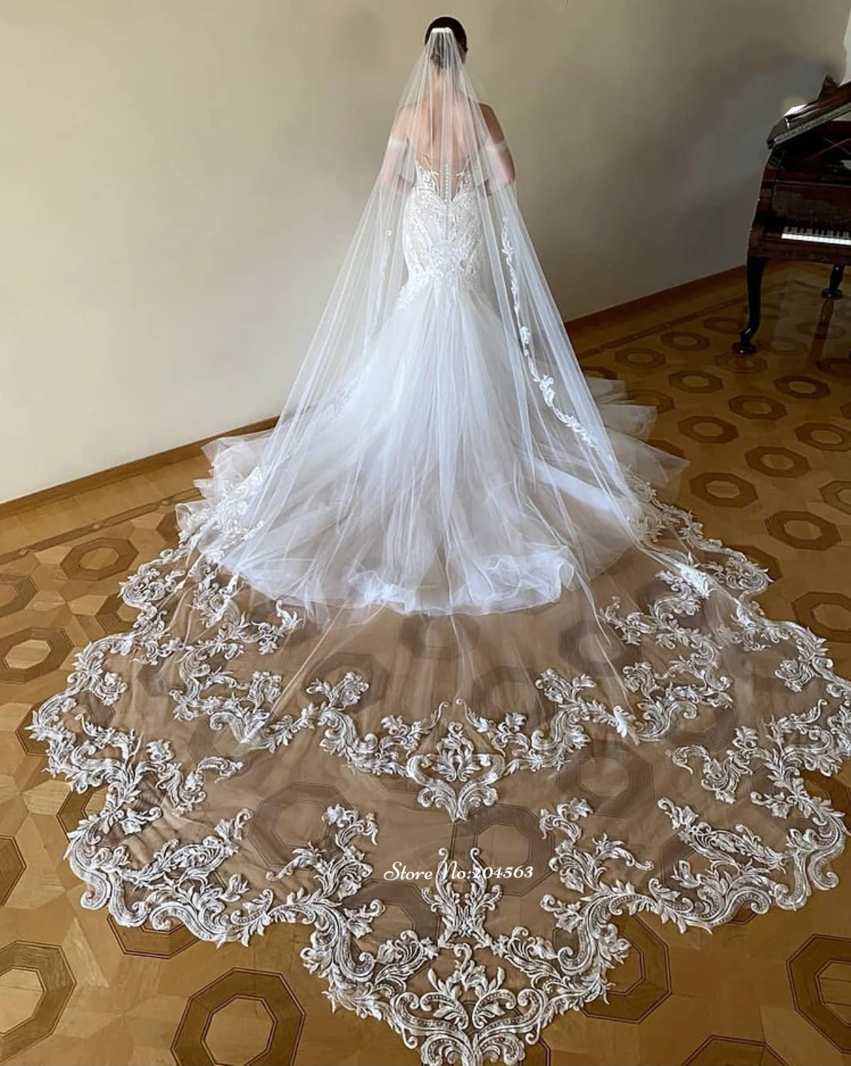 Top Trends: Unique Lace Wedding Veil One Layer Cathedral Bridal Veils With Comb Wedding Accessories MM Shoppable Styles