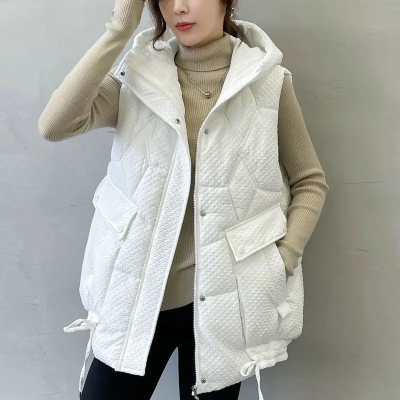 Top Trends: Short Sleeveless Puffer Vest Autumn Winter Coat Hooded Vest Down Cotton Waistcoat Thick Warm Pockets Korean Luxury Brand Vests Shoppable Styles