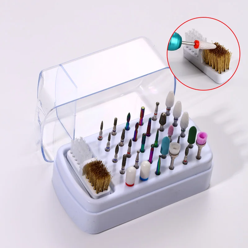 Top Trends: 30 Holes Nail Drill Bits Storage Box Nail Grinding Head Holder Stand Display Cleanser Dustproof Cutter Manicure Organizer Stand Shoppable Styles