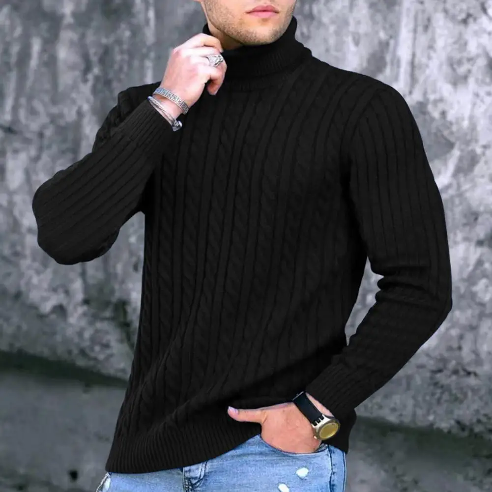 Top Trends: Men Long Sleeve Sweater High Neck Men's Winter Sweater Solid Color Long Sleeve Turtleneck Top For Autumn / winter Clothing High Shoppable Styles