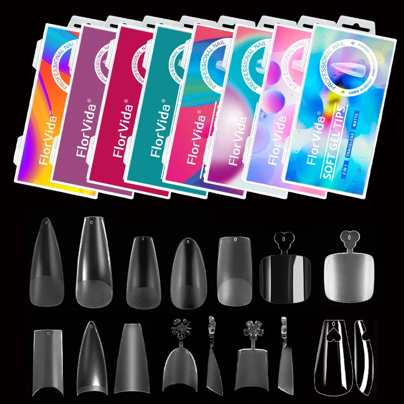 Top Trends: FlorVida Medium Long False Nails Soft Gel Tips Stiletto Fake Half Cover Full Coffin Square Almond Press On Nails Quick Extension Shoppable Styles