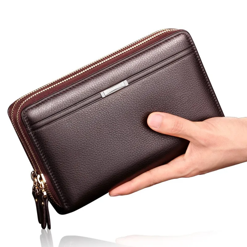 Top Trends: Men&#039;s Hand Bag Multi Card Position Double Zipper Large Wallet Organizer Gentlemen&#039;s Business Moneybag Clip Bill Phone Handbags Shoppable Styles