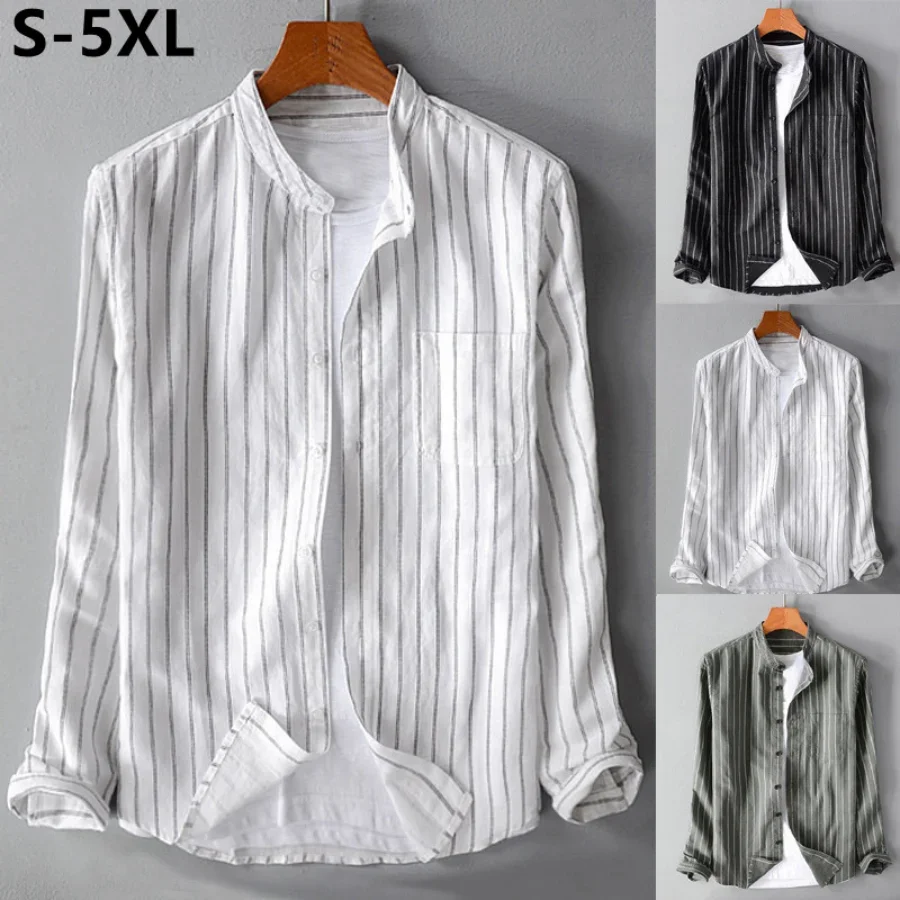 Top Trends: Plus Size 4XL 5XL Cotton Line Shirts For Men Casual Multicolor Striped Long Sleeve Shirt Man Fashion T Shirts Camisas De Hombre Shoppable Styles