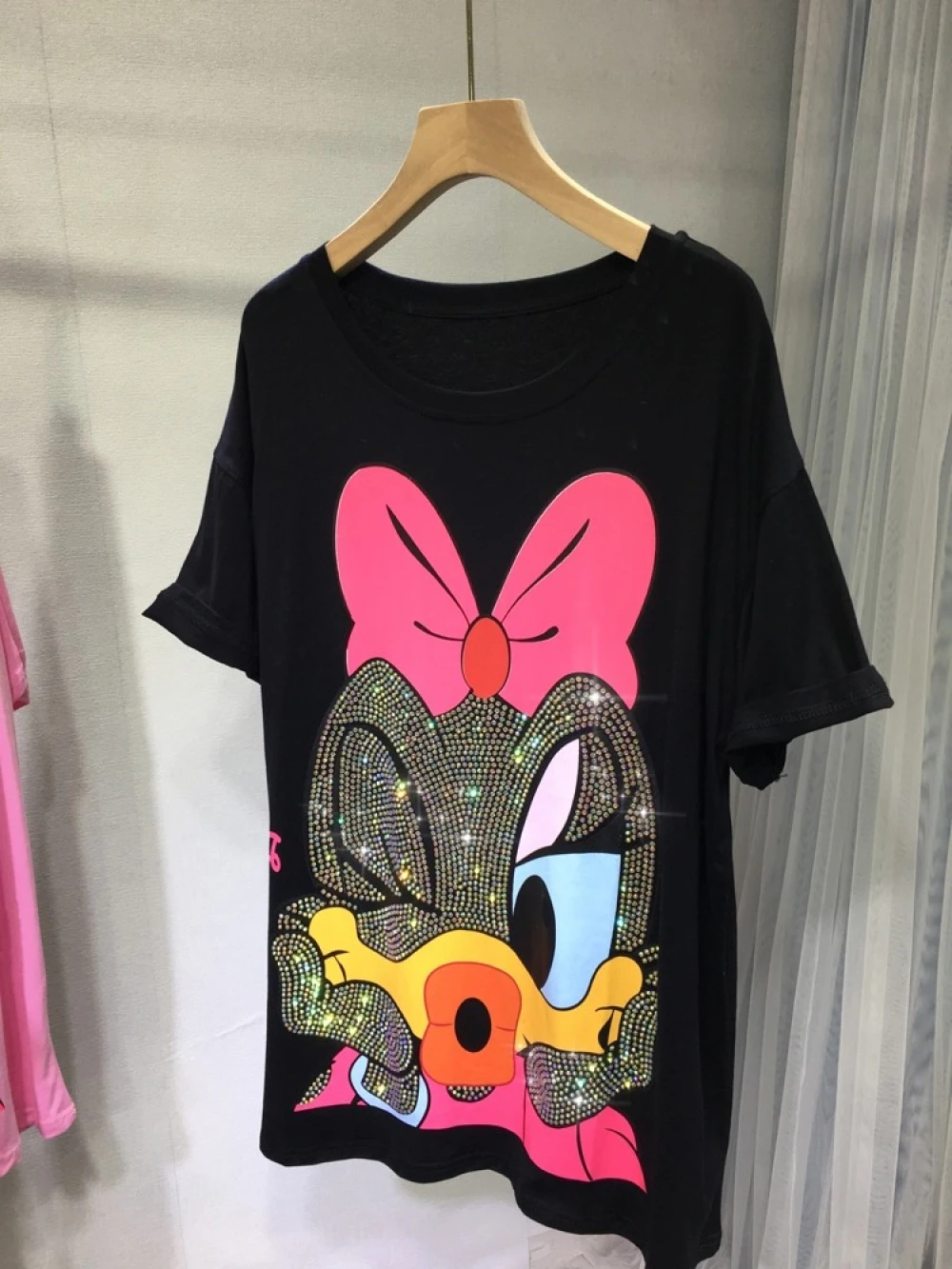 Top Trends: Disney Plus Size Print Rhinestones Minnie Mouse Brand T-shirt Summer Loose Short Sleeve Cotton Graphic Luxury T Shirts Oversized Shoppable Styles