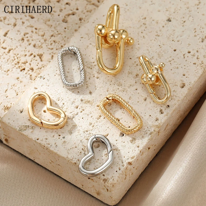 Top Trends: 14K Gold Plated Heart Spring Universal Clasps DIY Bracelet Necklace End Buckle Jewelry Making Supplies Accessories Connectors Shoppable Styles