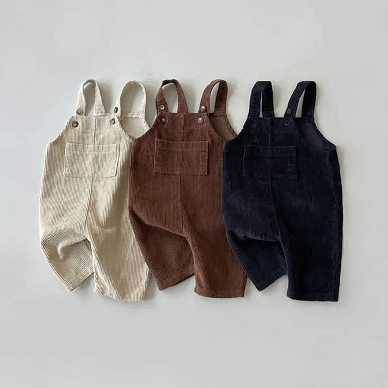 Top Trends: 2023 New Baby Sleeveless Corduroy Overalls Solid Newborn Cotton Romper Kids Casual Strap Jumpsuit Autumn Infant Clothes Shoppable Styles