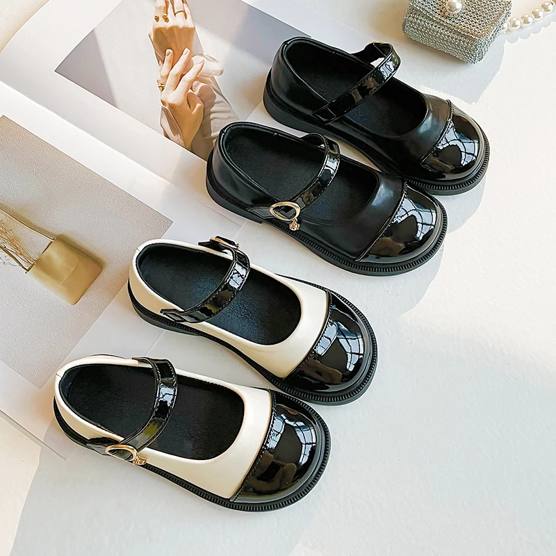 Top Trends: Children Mary Janes Elegant Four Seasons Soft Girl's Leather Shoes Black White Classic Shallow 23-37 Toddler Kids Princess Shoes Shoppable Styles