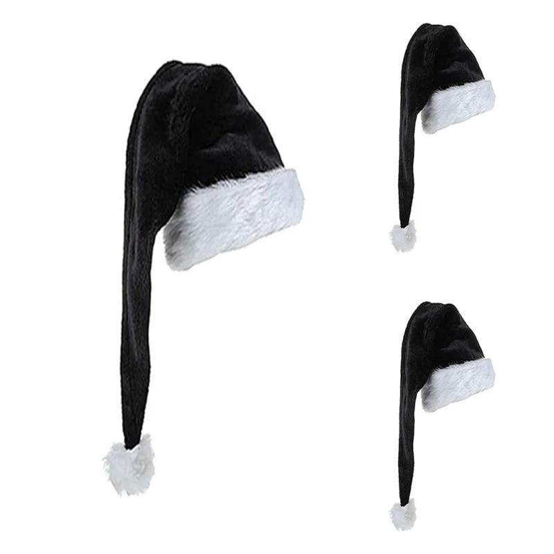 Top Trends: Adult Velvet Santa Hat Comfortable Hat Traditional Black And White Plush Christmas Santa Hat For New Year Presents Shoppable Styles