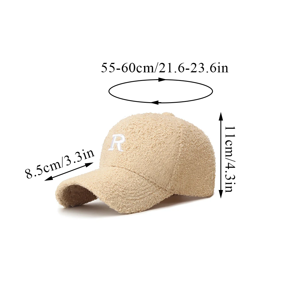 Top Trends: R Label Baseball Caps Faux Fur Autumn Winter Hats Adjustable Unisex Baseball Cap Women Men Sun Hat All-match Plush Hip-hop Hat Shoppable Styles - Image 2