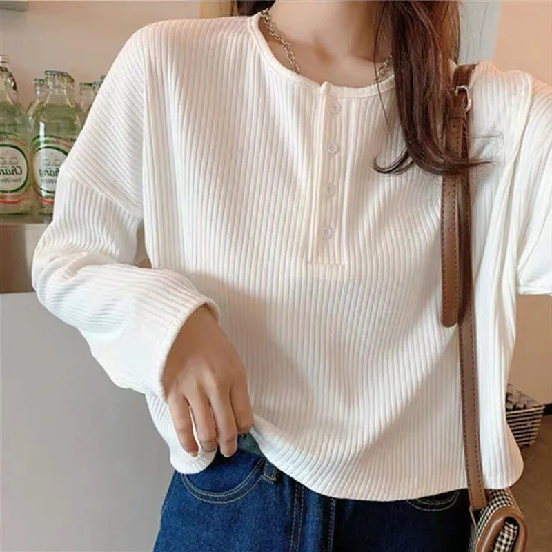 Top Trends: Yasuk 2023 Spring Summer Autumn Solid Casual T-Shirts Female Pullover Women&#039;s Blouse Long Short Sleeve Slim Knitted Top Soft Shoppable Styles