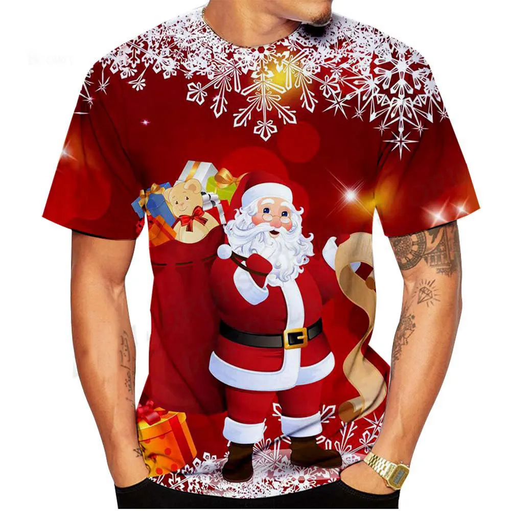 Top Trends: Santa Claus Christmas Eve Bash New Year Gift Men's And Women's T-shirt Hip Hop 3D Printed O Collar Quality Short-sleeved Top Shoppable Styles