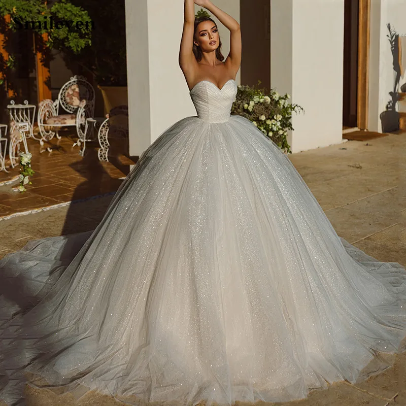 Top Trends: Smileven Saudi Arabia Shiny Wedding Dress Ball Gowns Glitter Tulle Sweetheart Bride Dresses Robe De Mariee Wedding Gowns 2023 Shoppable Styles