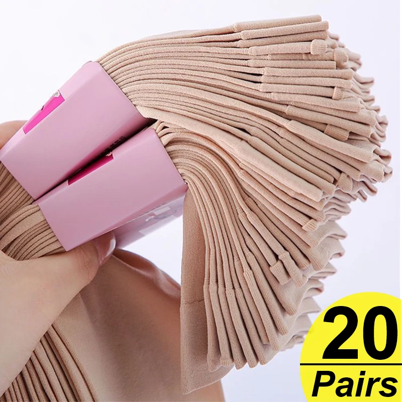 Top Trends: 20Pairs Summer Socks Skin Color Transparent Ultrathin Women Crystal Silk Socks Nylon Ladies Female Summer Short Ankle Sock Meias Shoppable Styles