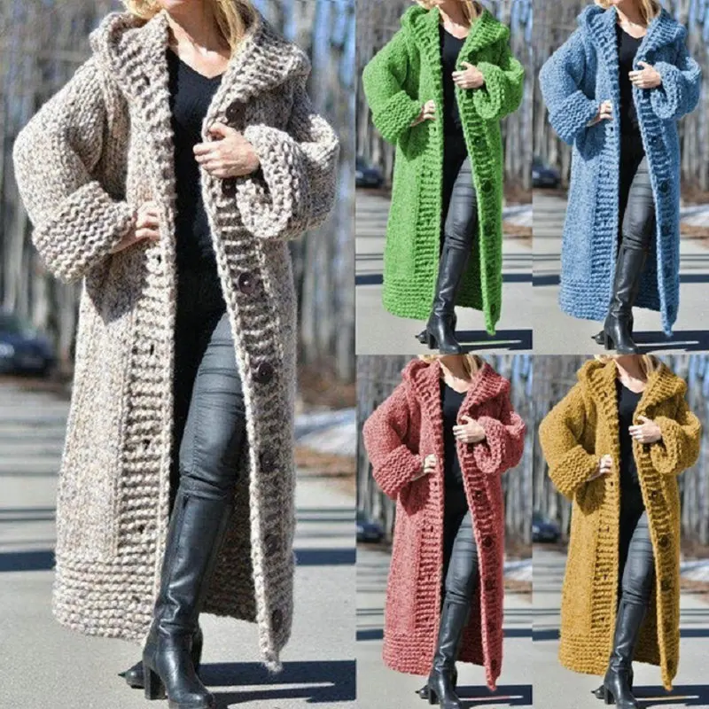 Top Trends: Winter Clothes Women Cardigan Sweater 2021 Women's New Hooded Cardigan Loose Knit Long Coat Female Large Size S-5XLYM02 Shoppable Styles