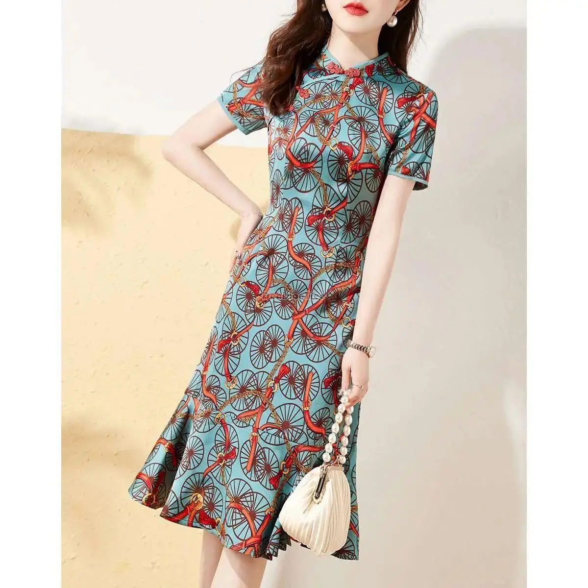 Top Trends: 2023 Chinese National Style Long Slim Qipao Dress Summer New Vintage Fashion Print Improved Short Sleeve Cheongsam Dress S456 Shoppable Styles