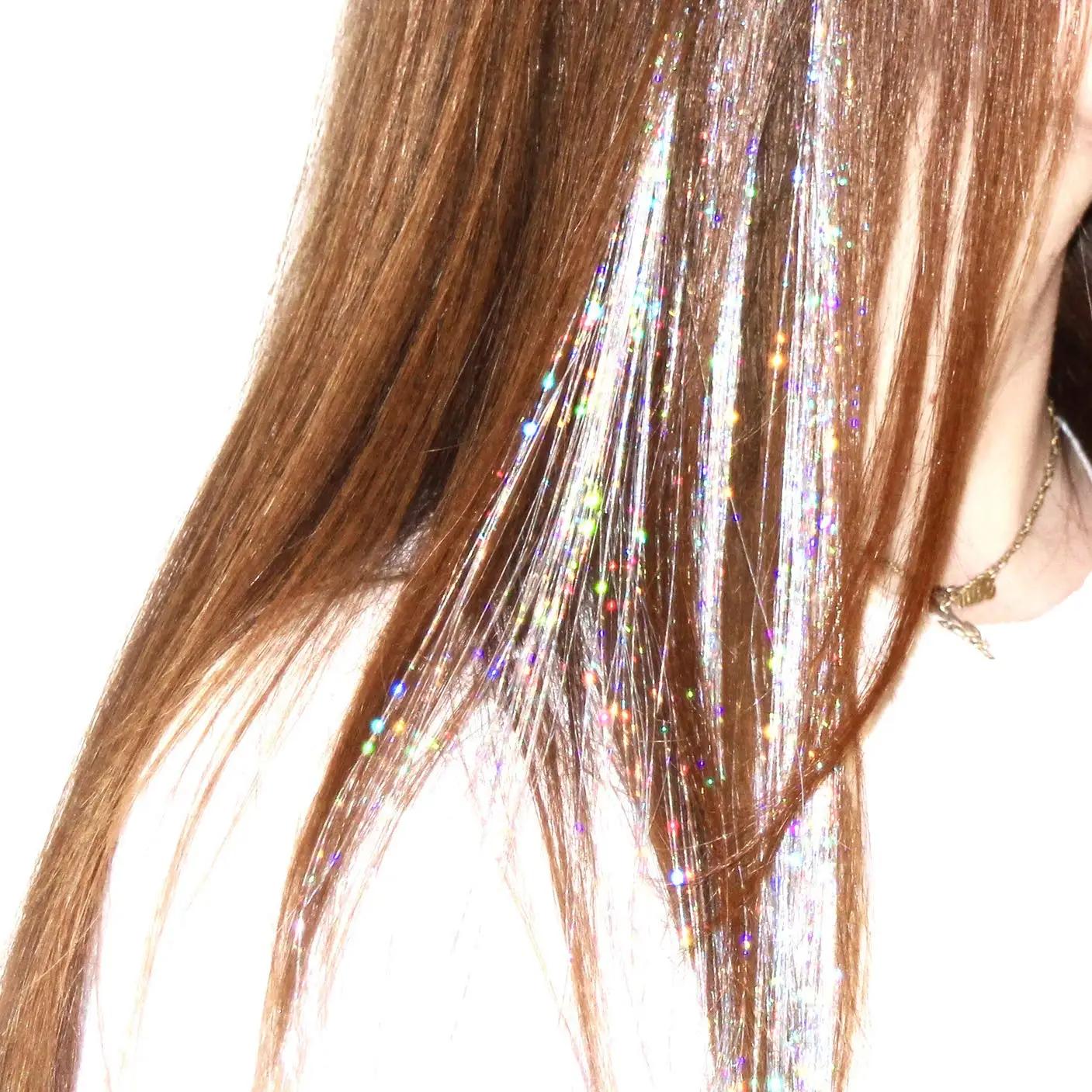 Top Trends: 120cm Sparkle Shiny Hair Tinsel Hair Extensions Dazzles Women Hippie For Braiding Headdress Hair Braiding Tools Shoppable Styles - Image 3