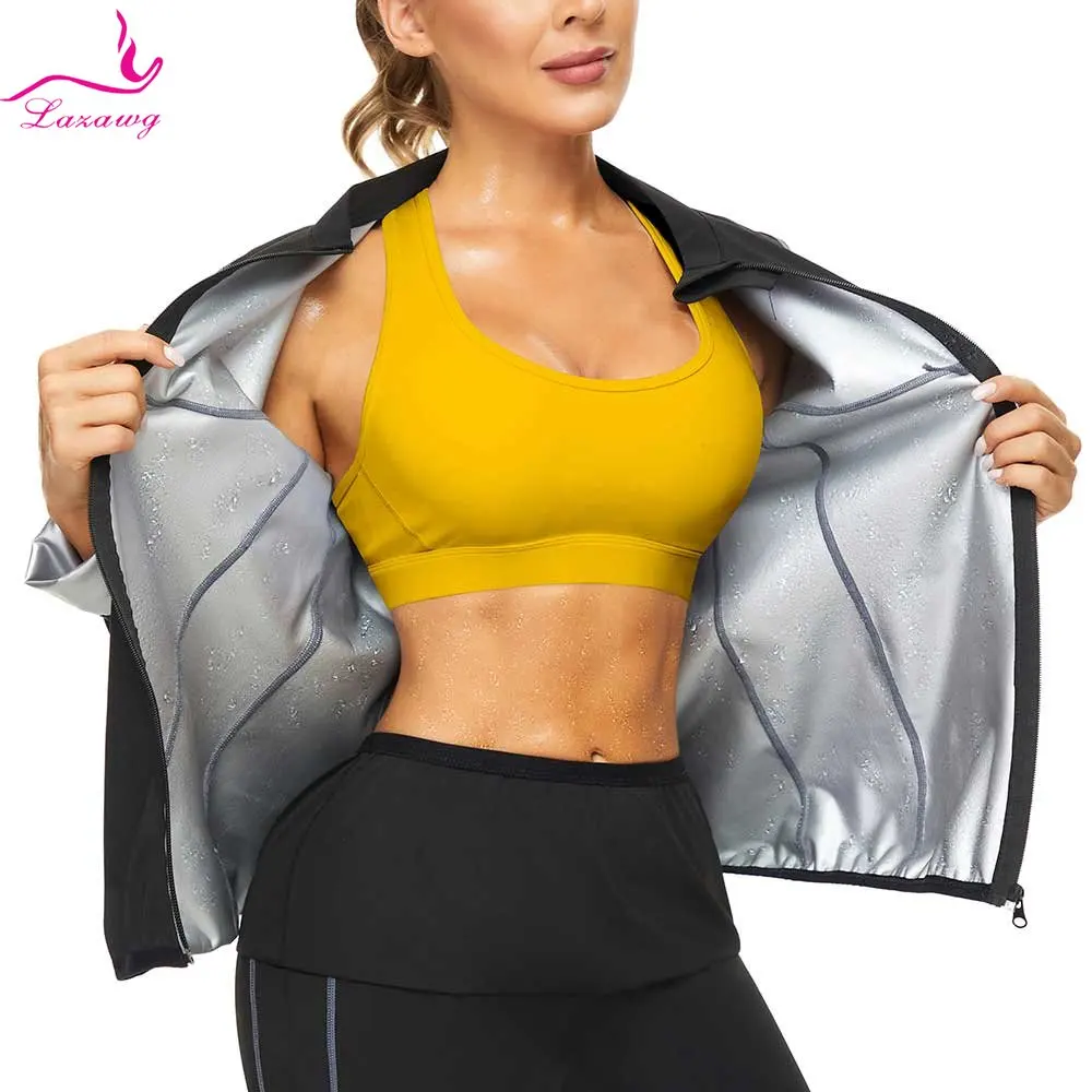 Top Trends: LAZAWG Sauna Jacket For Women Sweat Top Weight Loss Long Sleeves Thin Thermo Sportwear Fitness Ladies Body Shaper Gym Workout Shoppable Styles