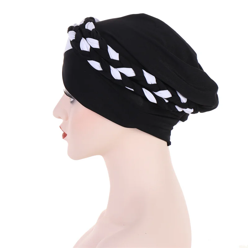 Top Trends: India Black White Braid Modal Jersey Turban Hats Beanie Bonnet Canner Islamic Headwear Cancer Chemo Caps Muslim Hair Loss Covers Shoppable Styles - Image 3