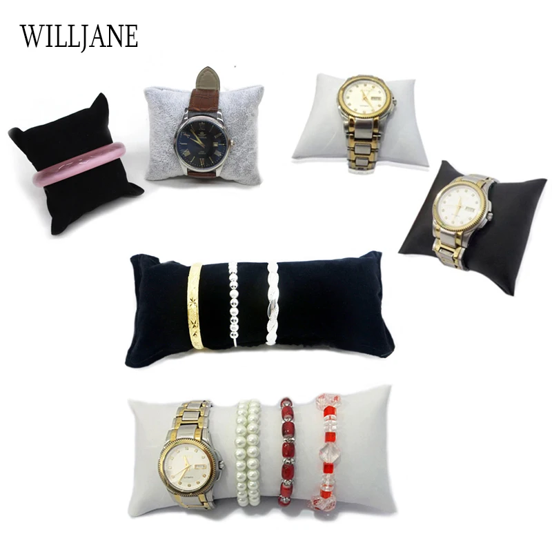 Top Trends: Wholesale Jewelry Pillow Stand Velvet PU Leather Holder Organizer Bracelet Case Bangle Anklet Watch Display Photography Cushion Shoppable Styles