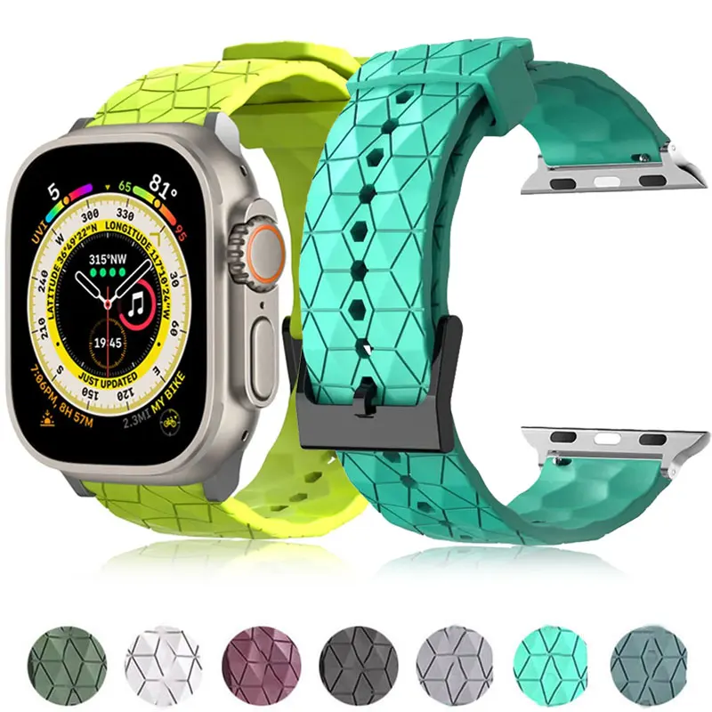 Top Trends: Football Pattern Strap For Apple Watch Ultra 2 Band 49mm 45mm 44mm 41mm 40mm Metal Connector Bracelet IWatch 9 8 7 6 5 4 3 SE Shoppable Styles