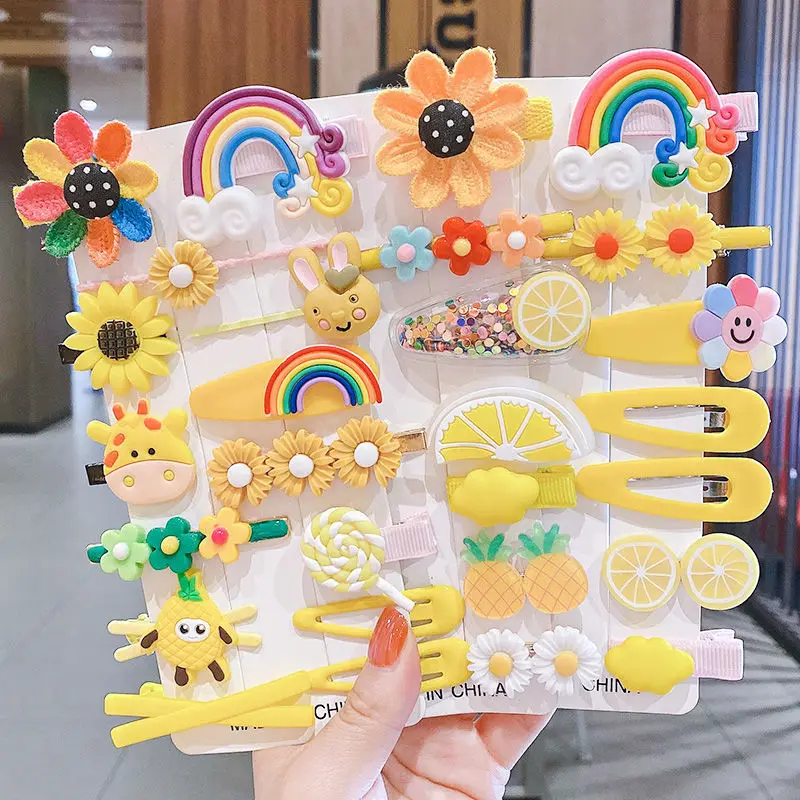 Top Trends: 14 Pieces / set Of Childrens Cute Hairpin Little Girl Side Hairpin Set Korean Small Flower Girl Headdress Baby Hair Decoration Shoppable Styles - Image 2