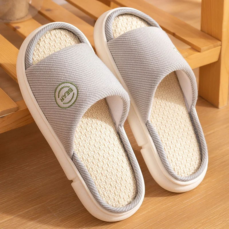 Top Trends: Couples Home Cotton Linen Slippers Women Indoor Bedroom Soft Slides Comfortable Men House Shoes Non-slip Breathable Flats Shoppable Styles