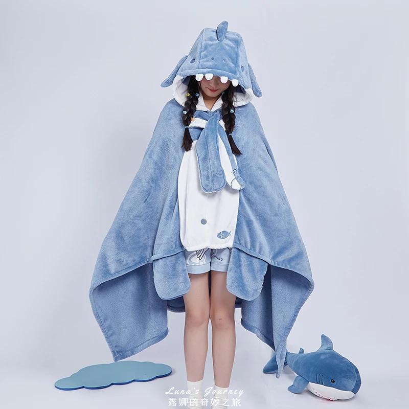 Top Trends: Winter Pajamas Women Lunch Break Sleepwear Robe For Women Robe Long Night Gown Women's Nightgown Cartoon Shark Cloak Pajamas Shoppable Styles