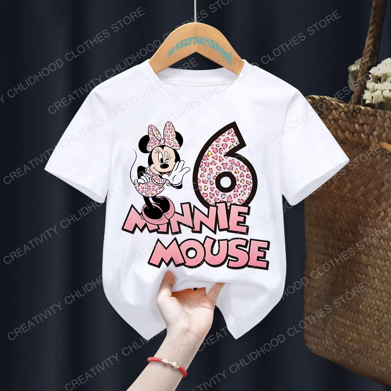 Top Trends: Summer Minnie Mouse Children T-shirt Kawaii Number 1-12 Disney T Shirts Anime Cartoons Casual Clothes Kid Girl Boy Top Tee Shirt Shoppable Styles