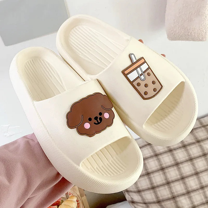 Top Trends: Summer Women Men Slippers Platform Soft Thick Bottom Non-Slip Lovely Animal Print Home Slipper Female Flats Shoes Beach Sandals Shoppable Styles