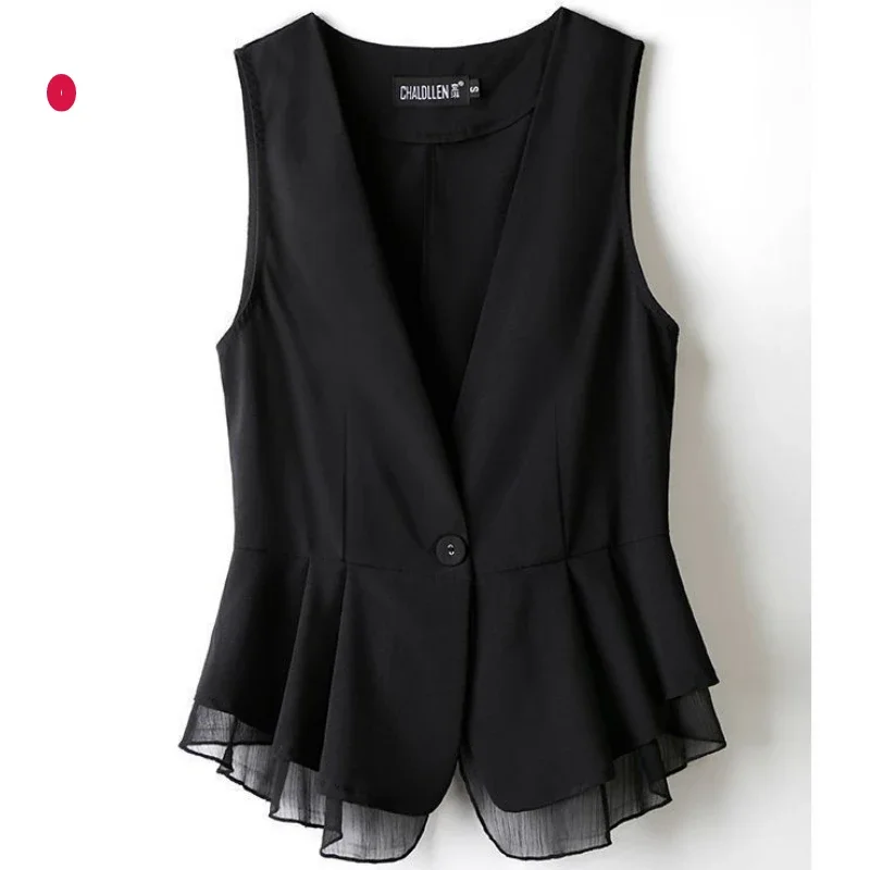 Top Trends: Spring Autumn Women Suit Vest Jacket Korean Fashion Chiffon Sleeveless Cardigan Thin Top Plus Size Office Women Shoppable Styles