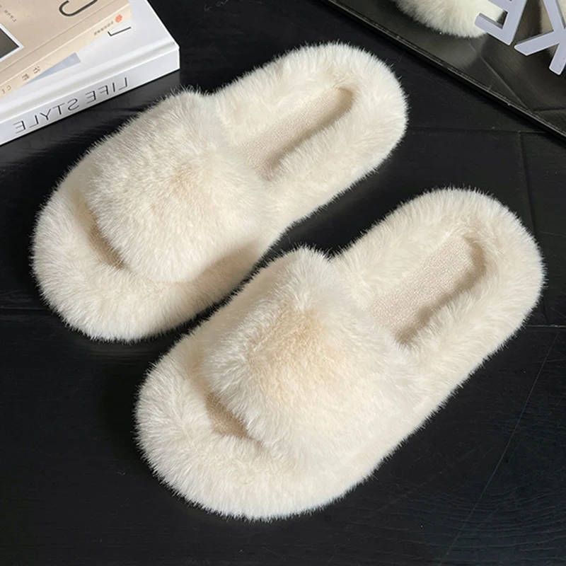 Top Trends: Winter Fluffy Slippers For Women Warm Fur Home Slippers Women Cozy Slides Female Indoor House Shoes Woman Soft Plus Size 35-42 Shoppable Styles