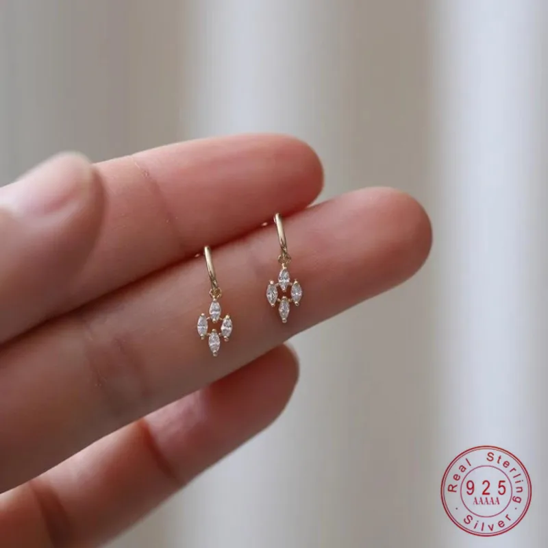 Top Trends: 925 Sterling Silver Plated 14K Gold Japanese Vintage Diamond Zircon Pendant Earrings For Women Girl Exquisite Everyday Jewelry Shoppable Styles