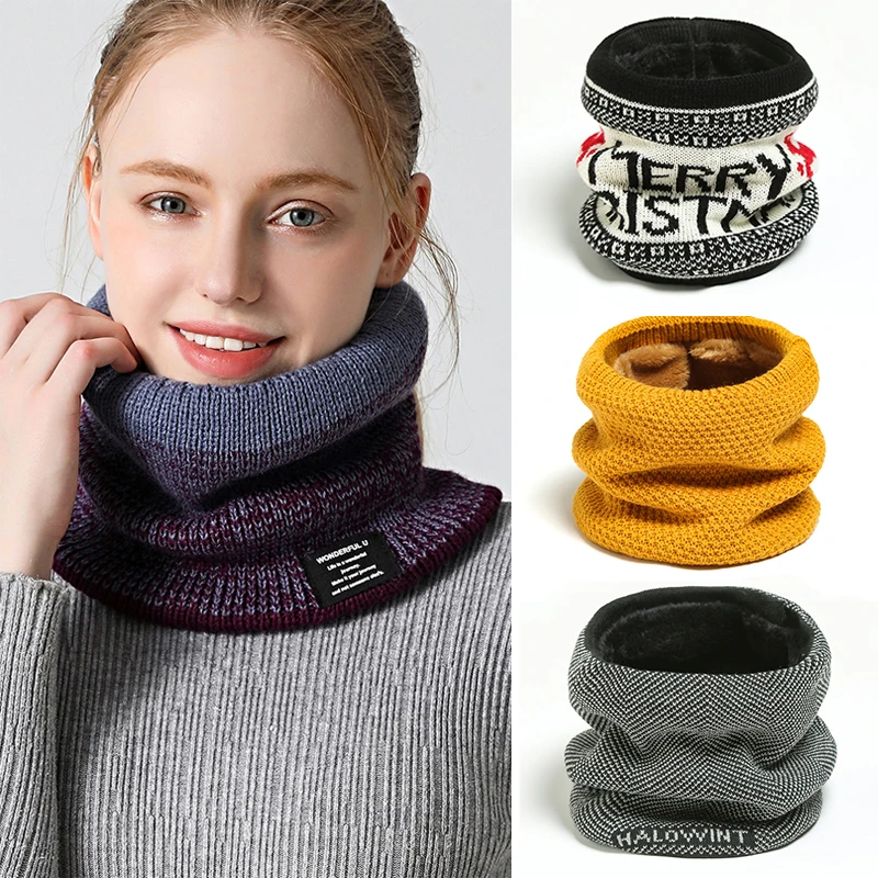 Top Trends: Ring Neck Scarf Women Warm Outdoor Winter Thick Knitted Cashmere Cycling Scarves Fur Men Bufanda Unisex Ski Climbing Collar Shoppable Styles