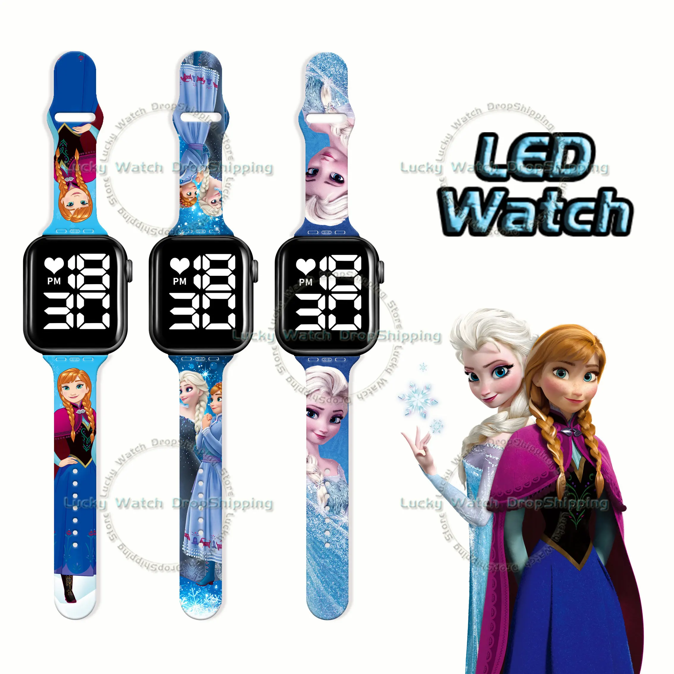 Top Trends: Disney Cartoon Frozen Princess Printing LED Watch Anime Figures Elsa Anna Fashion Press Button Watch Kids Watch Birthday Gifts Shoppable Styles