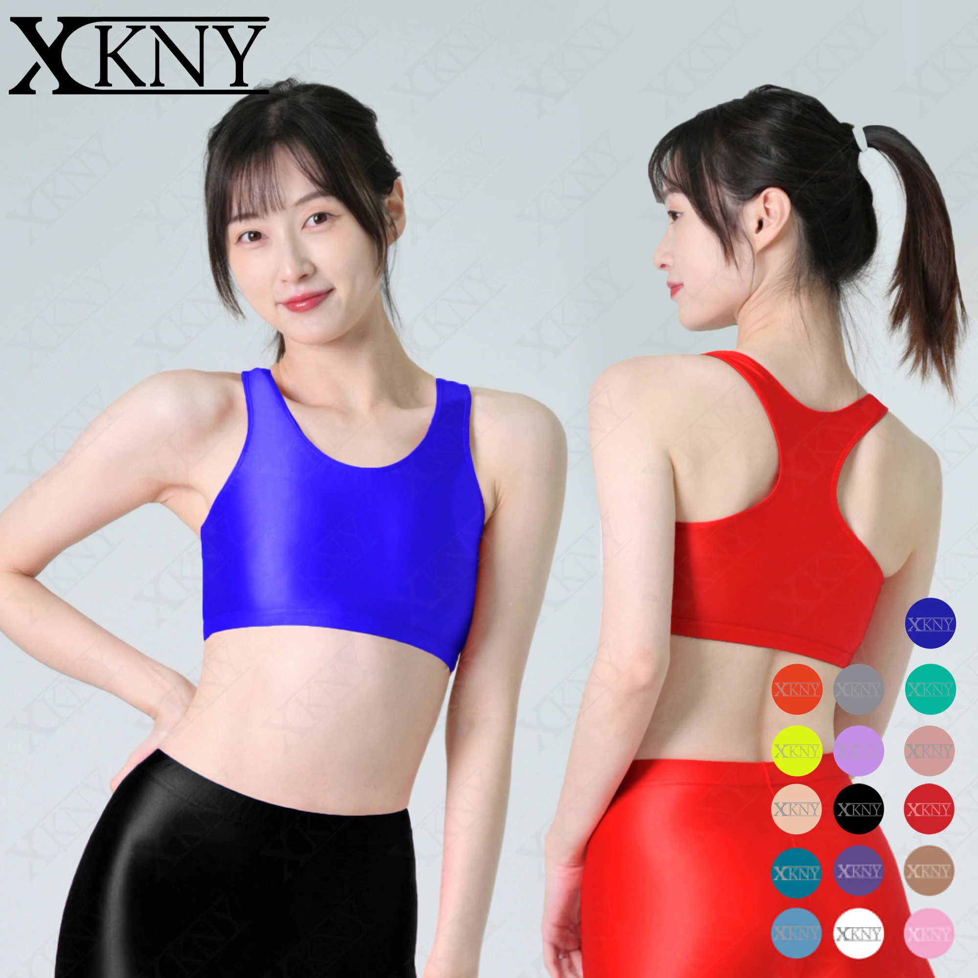 Top Trends: XCKNY Sexy Satin Glossy Top Oil Shine Bottoming Shirt Sleeveless Suspender Vest Versatile Sports Yoga Swimming Underwear Bra Shoppable Styles