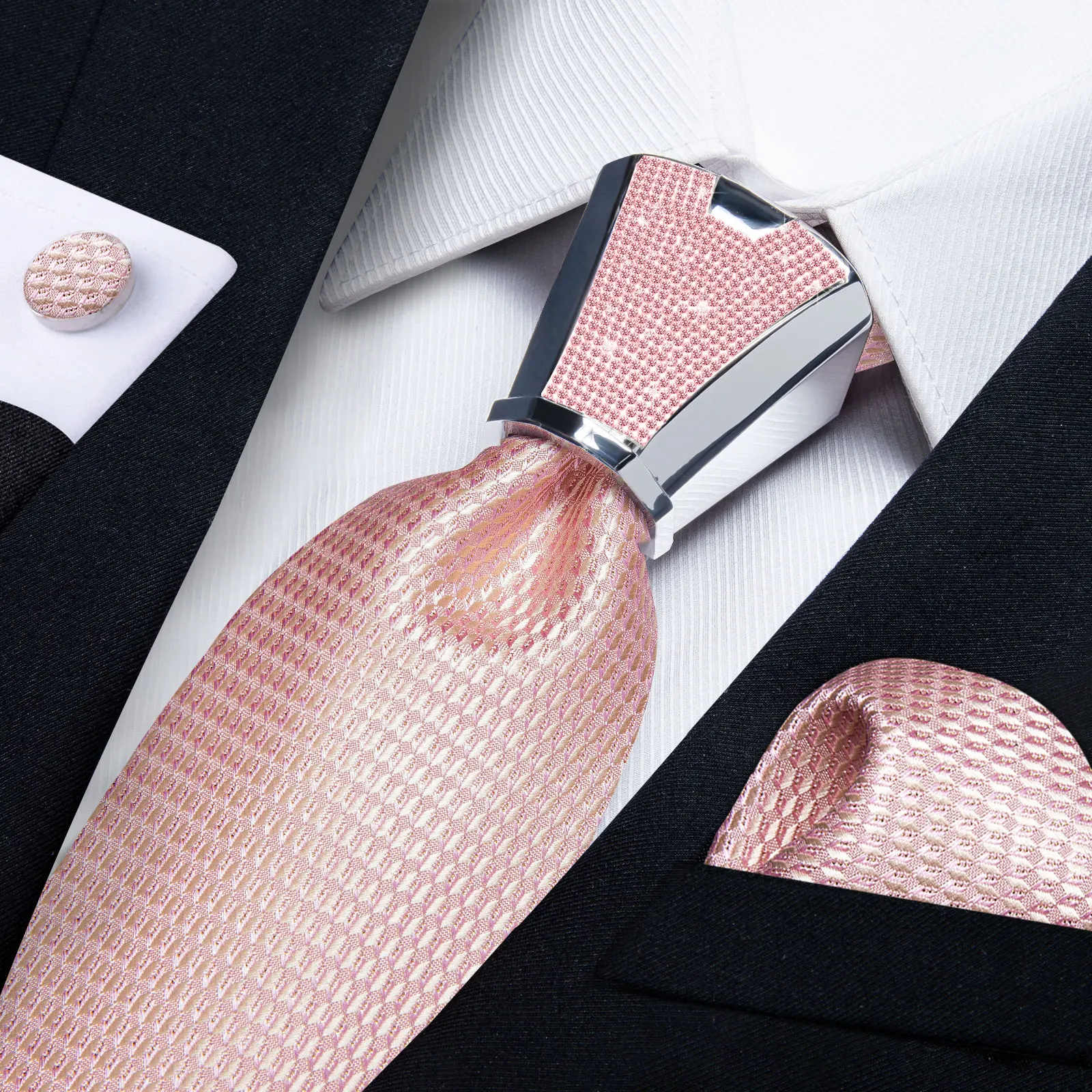 Top Trends: Luxury Men's Ties Accessories Designer Pink Silver Blue Orange Gold Plastic Tie Buckle DiBanGu Shoppable Styles