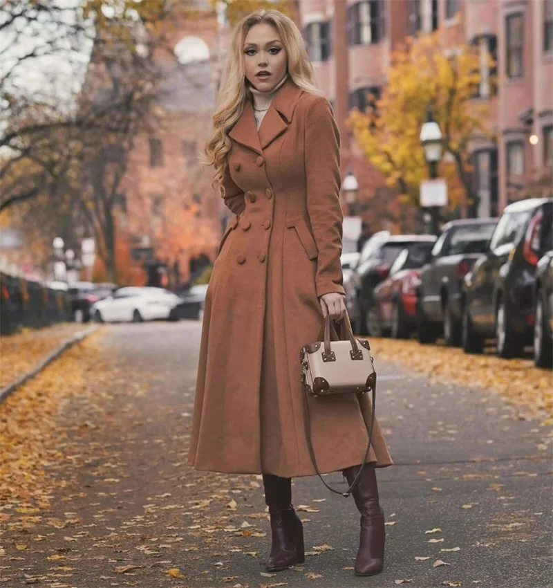 Top Trends: Brown Women Suits Overcoat Long Woolen Thick Jacket Cashmere 1Pcs Custom Made Fashion Winter Coat Outfit Blazer Prom Dress Shoppable Styles