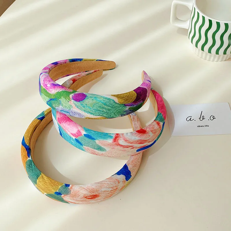 Top Trends: High Sense Retro Oil Painting Colorful Spone Sweet Headband Hair Ornament Girl Shoppable Styles