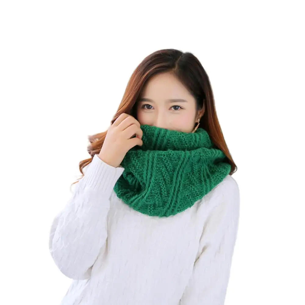 Top Trends: New Solid Color Knitted Scarf Women Winter Warm Thickening Bibs Female Cute Neck Wraps Lady Thick Warm Collar Bib Scarves Shoppable Styles