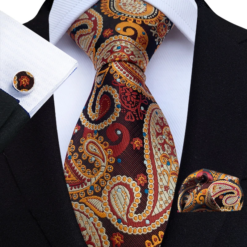 Top Trends: Silk Men Ties Set Green Floral Paisley Necktie Business Formal Pocket Square Cufflinks Set For Wedding Party Accessories Cravat Shoppable Styles