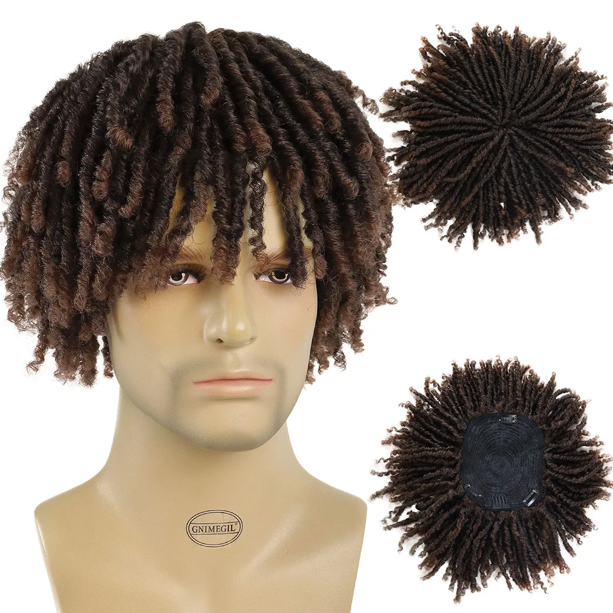 Top Trends: GNIMEGIL Synthetic Short Afro Twist Hair Braided Half Wig For Black Men Clip In Toupee Hairpieces Dreadlocks Male Wig Rock Party Shoppable Styles