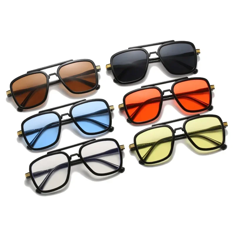 Top Trends: Dropshipping Retro New Arrival Fashion Tony Stark Shades Glasses Vintage Square Metal Frame Women Men Sunglasses Gafas De Sol Shoppable Styles