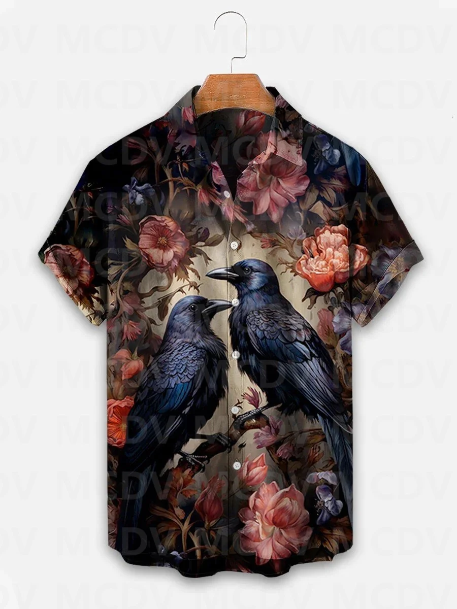 Top Trends: Halloween Raven Print Casual Shirt Men's For Women's Short-Sleeved Shirt 3D Printed Hawaiian Shirts Shoppable Styles