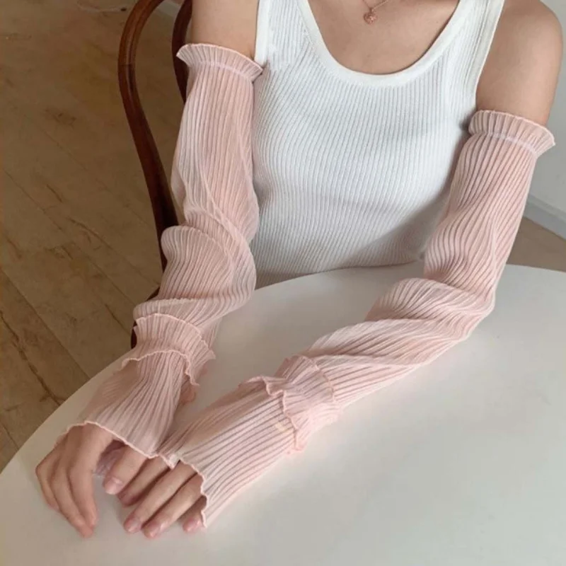 Top Trends: Summer Arm Sleeves For Women Sexy Lace Mesh Long Arm Sleeve Mittens Breathable Sunscreen Fingerless Lady Driving Arm Sleeve Shoppable Styles - Image 5