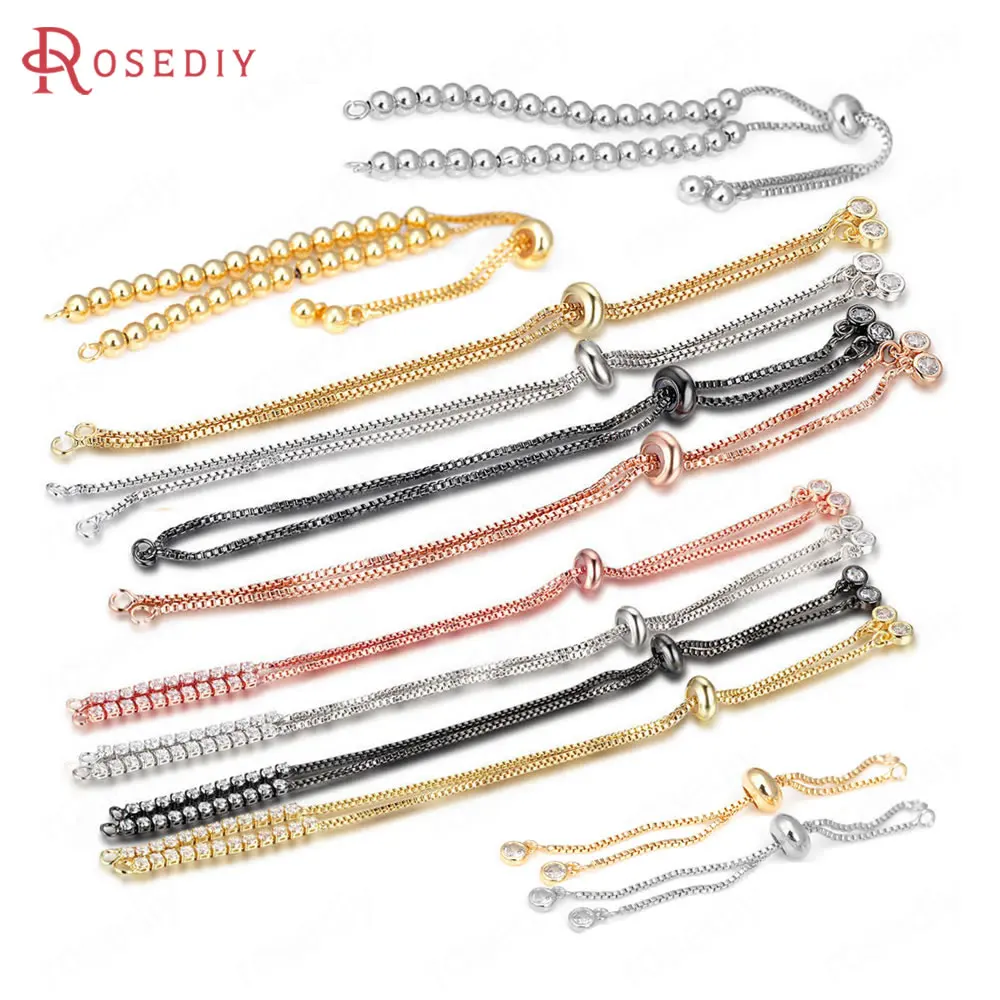 Top Trends: Full Length 6CM 12CM 13.5CM 14CM Gold Color Brass With Rubber Station Beads Bracelets Chains Jewelry Making Supplies Findings Shoppable Styles