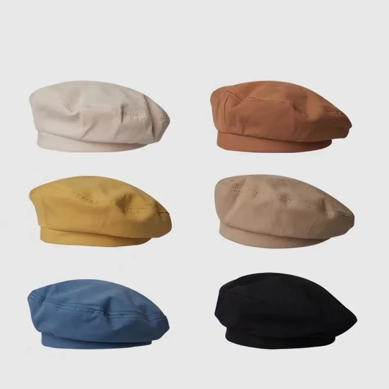 Top Trends: Women Girl Beret Artist Warm Cotton Octagonal Flat Cap Autumn Winter Beanie Vintage Beret Solid Color Hat Woman Shoppable Styles