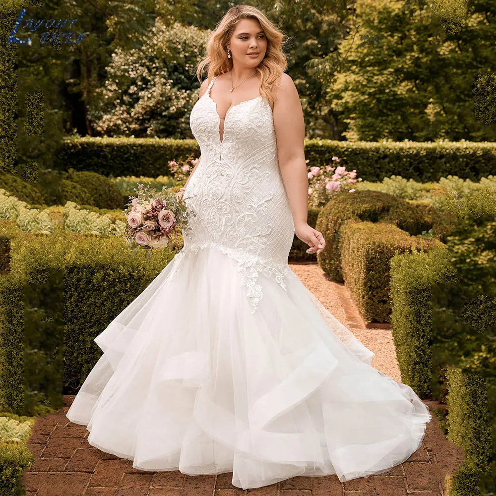 Top Trends: LAYOUT NICEB Exquiaite V-Neck Spaghetti Strap Wedding Dress 2024 Sexy Mermaid Lace Bridal Gown Backless Plus Size Robe De Mariée Shoppable Styles