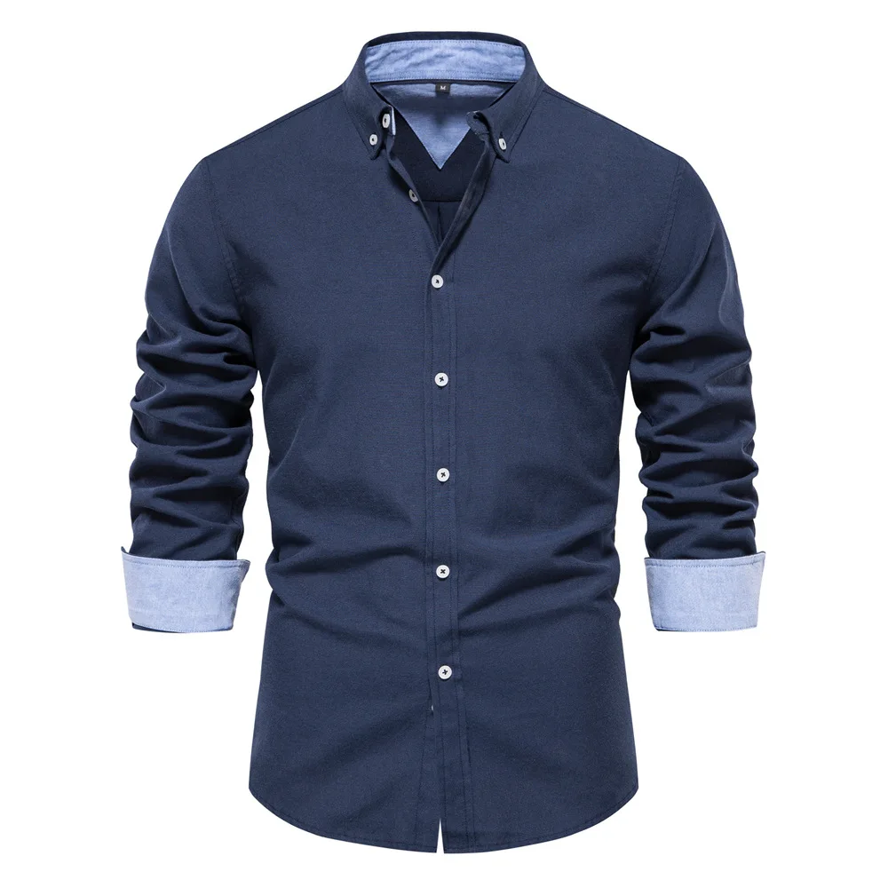 Top Trends: New Autumn Cotton Men's Oxford Shirt Long Sleeve Turn-down Collar Button Social Business Casual Shirts For Men Designer Clothes Shoppable Styles