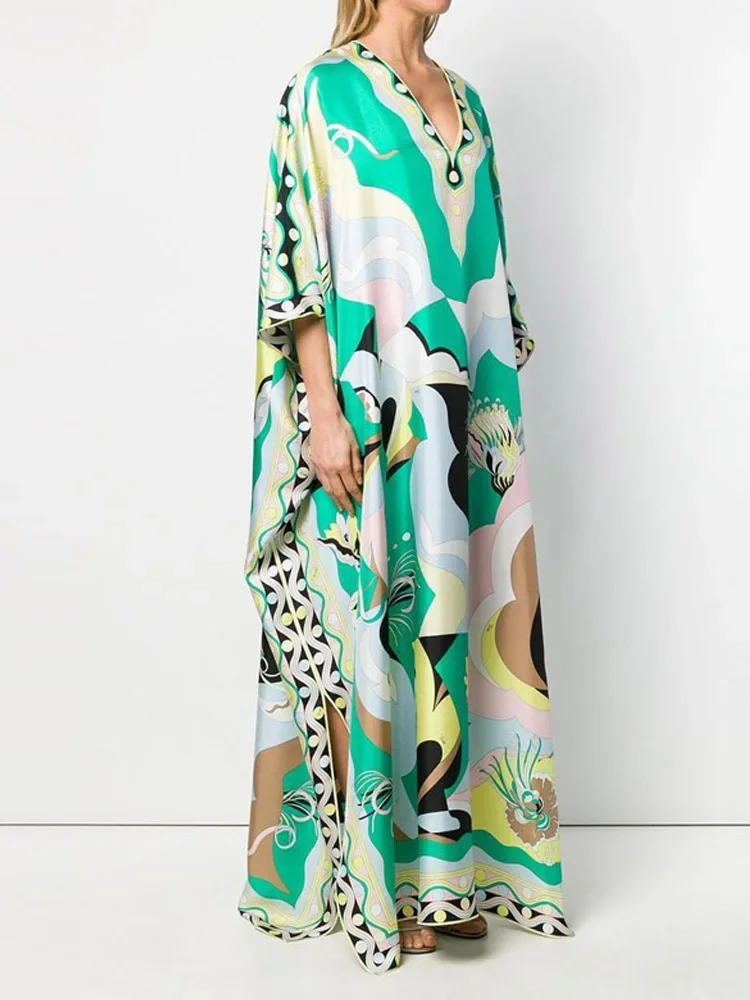 Top Trends: 2023 Floral Print Elegant Maxi Dress Summer Women V-Neck Oversized Loose Long Boho Dresses Casual Female Split Dress Vestidos Shoppable Styles