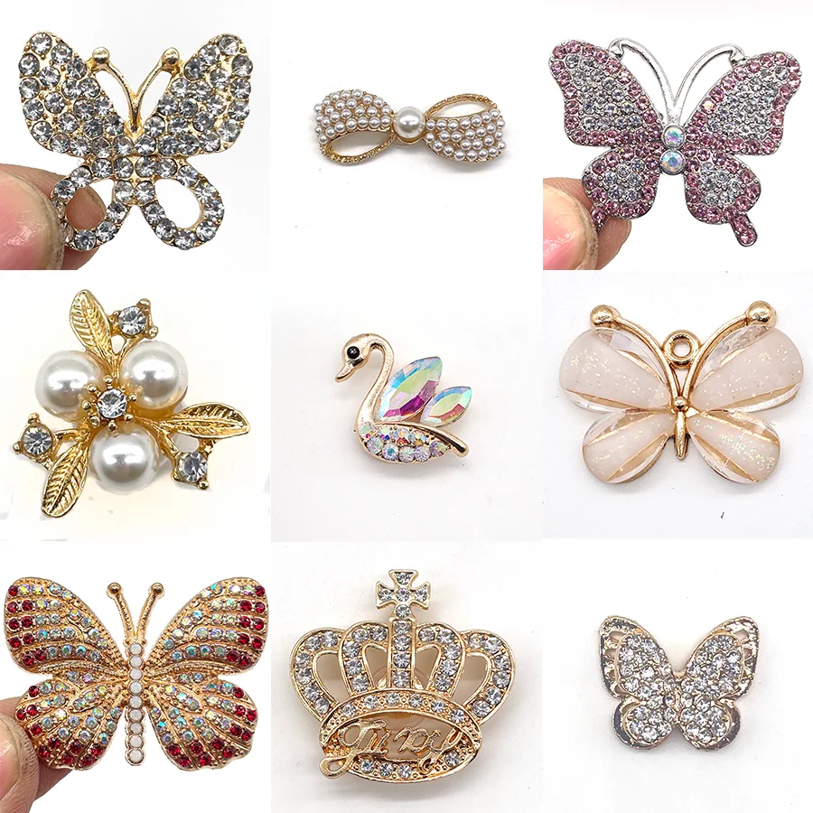 Top Trends: Shoe Charms 9 Style Of Decorations Butterfly Swan Crown Metal Alloy Accessories With Buttons Shoppable Styles